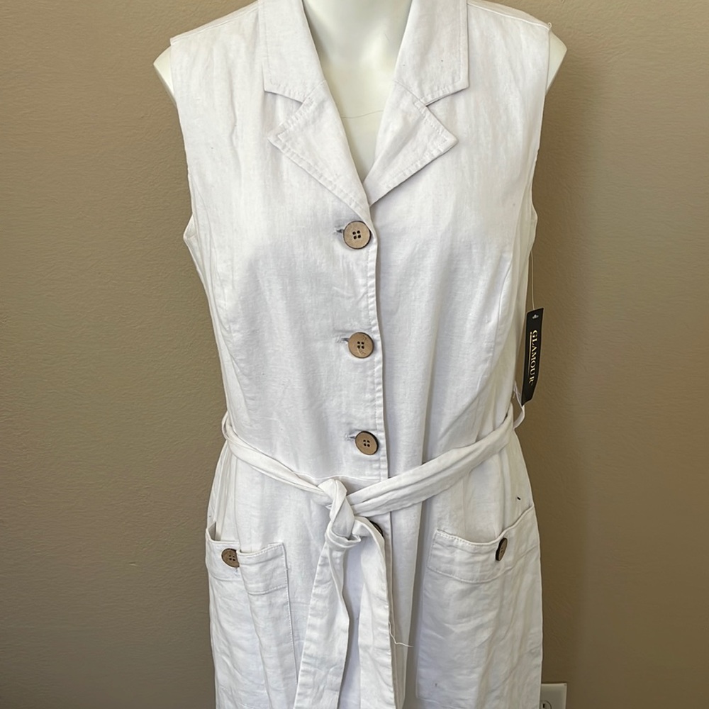 Glamour white button down dress size 10